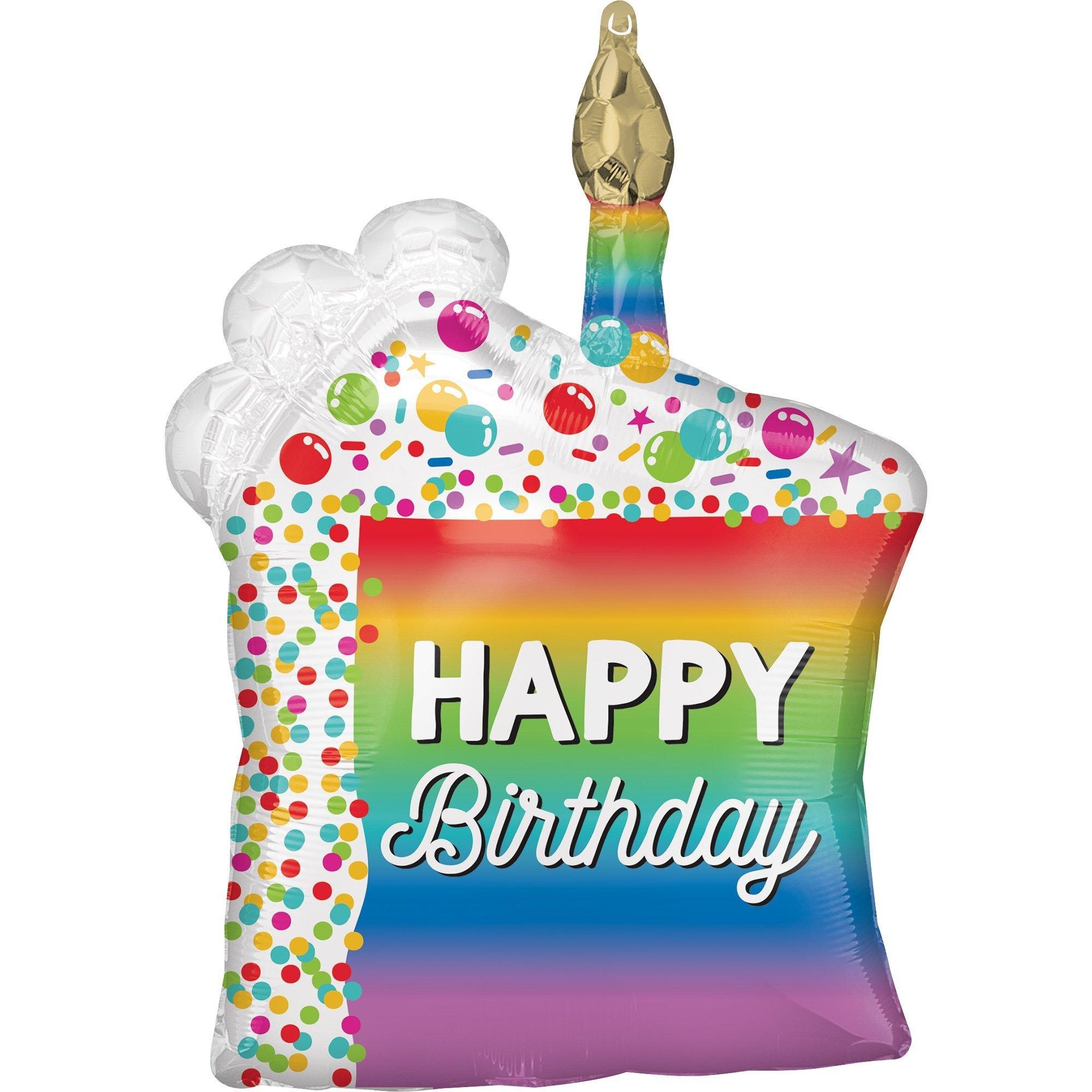 Rainbow Slice Birthday Foil Balloon Bouquet with Balloon Weight, 10pc